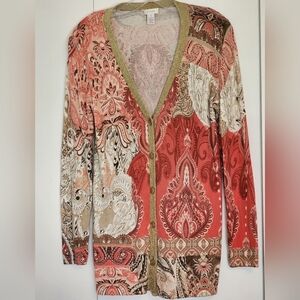 Chico's Multicolor Paisley Cardigan